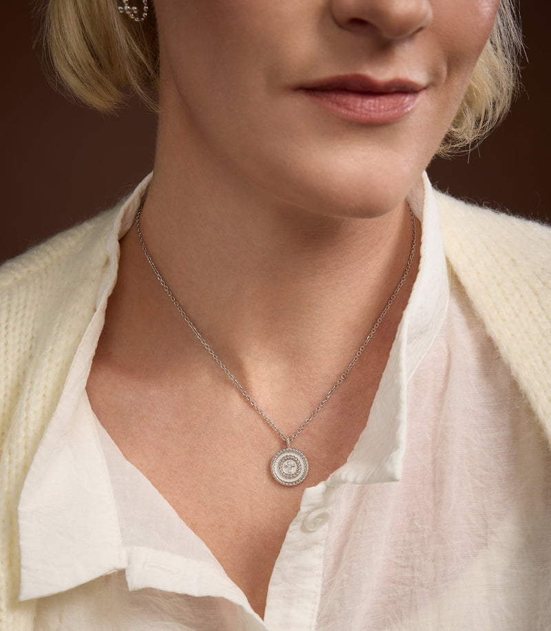 Cross Pendant - Holy Spiral - Sterling Silver with Diamonds - Small