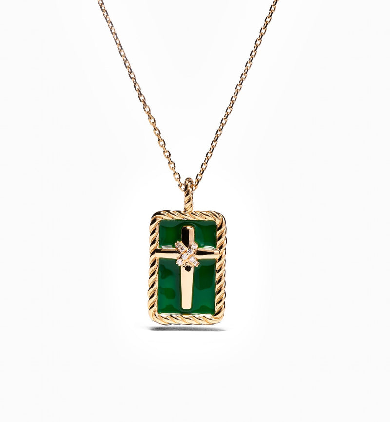 Cross Pendant - Rooted - Gold - Partial Diamonds