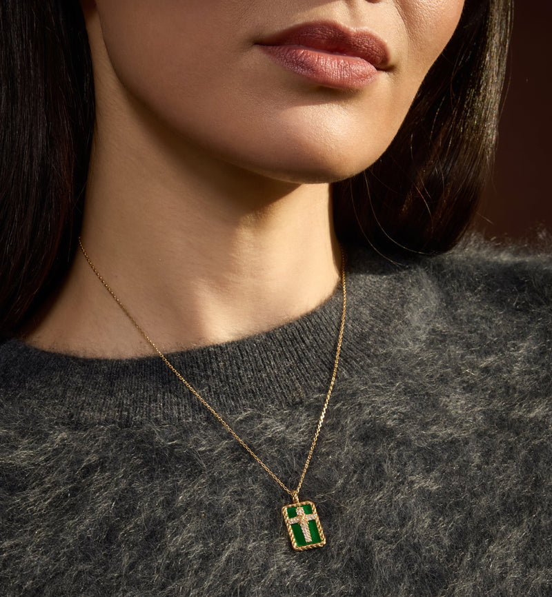 Cross Pendant - Rooted - Gold - Full Diamonds