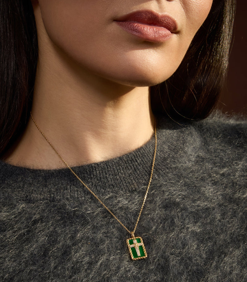 Cross Pendant - Rooted - Gold - Full Diamonds