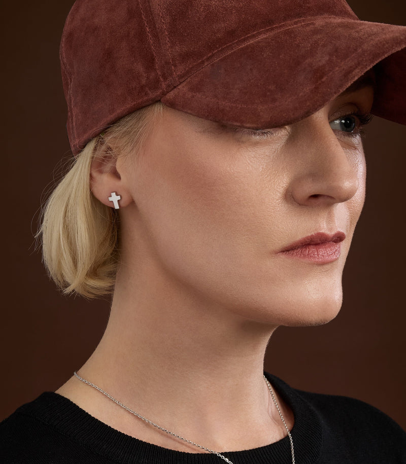 Simple Stud Cross Earrings in Sterling Silver | Jesus Wept